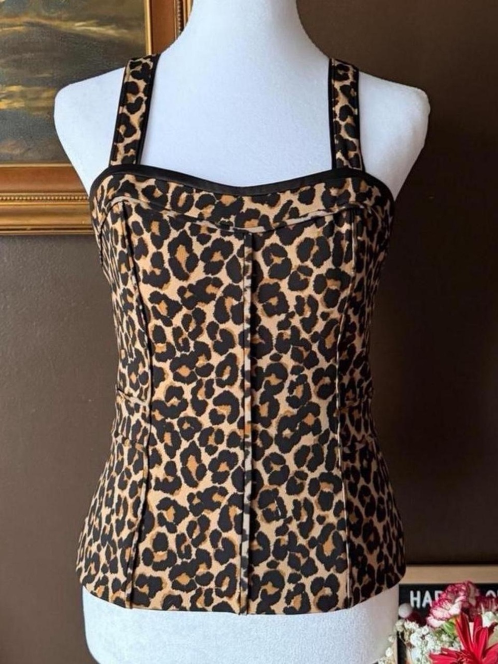 White House Black Market Leopard Print Camisole in Brown and Black